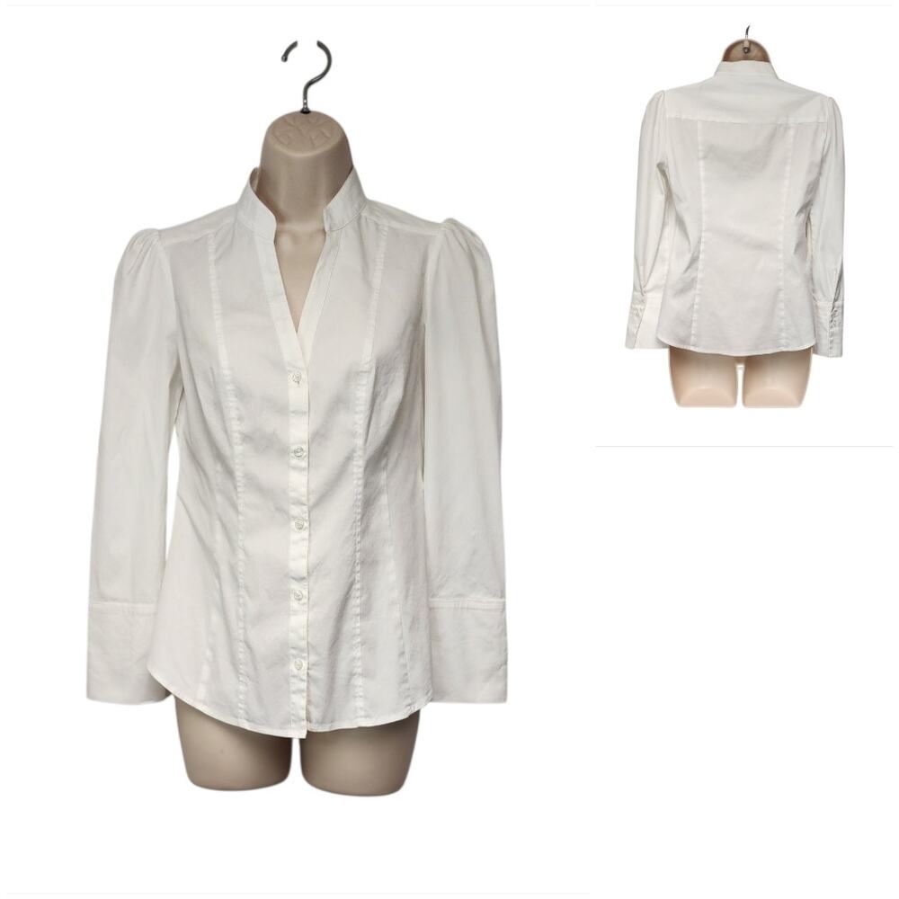 White House Black Market Button Down Long Sleeve White Blouse Size 0